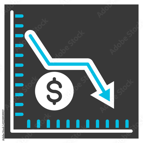 Depreciation Glyph Blue Grey Icon