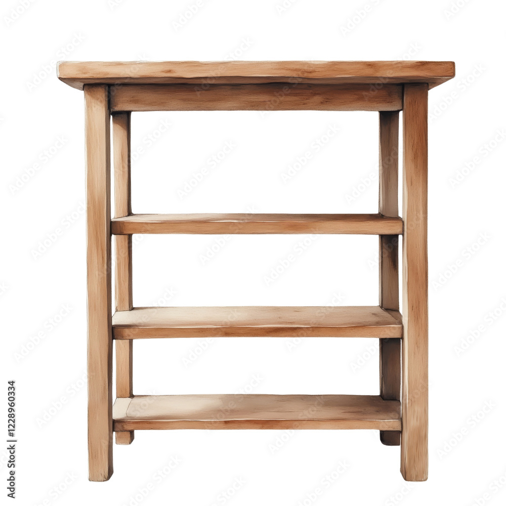 Empty Light Brown Wooden Shelf with Tapered Legs Empty Light Brown Wooden Shelf with Tapered Legs