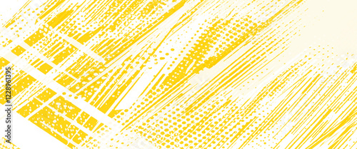 Obraz na płótnie Vector gold style paintbrush grunge with halftone dots pattern texture w salonie