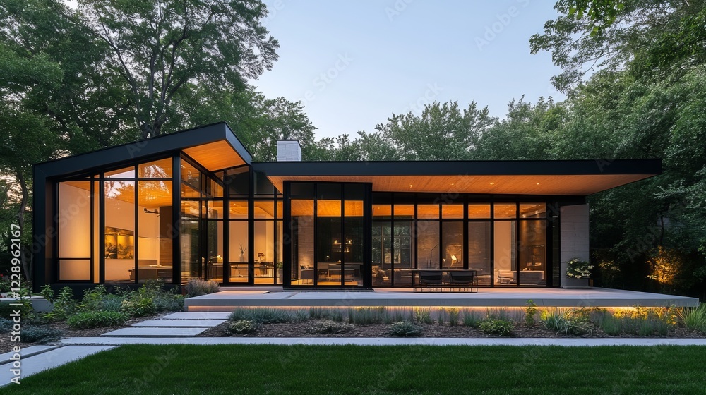 Elegant Modern House Surrounded by Lush Greenery with Spacious Backyard Area Ideal for Outdoor Activities Family Gatherings and Relaxation in a Peaceful Contemporary Setting