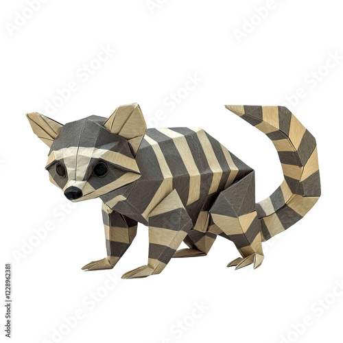 Detailed Paper Model of a Common Genet in an Isolated Position on a transparent background photo