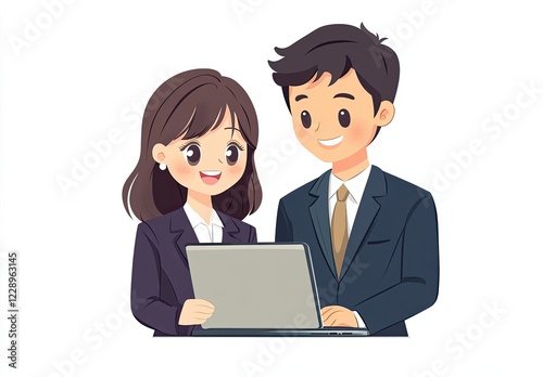illustration is ideal for business presentations, marketing materials, or team-building concepts. It conveys teamwork, professionalism, and a positive work environment
