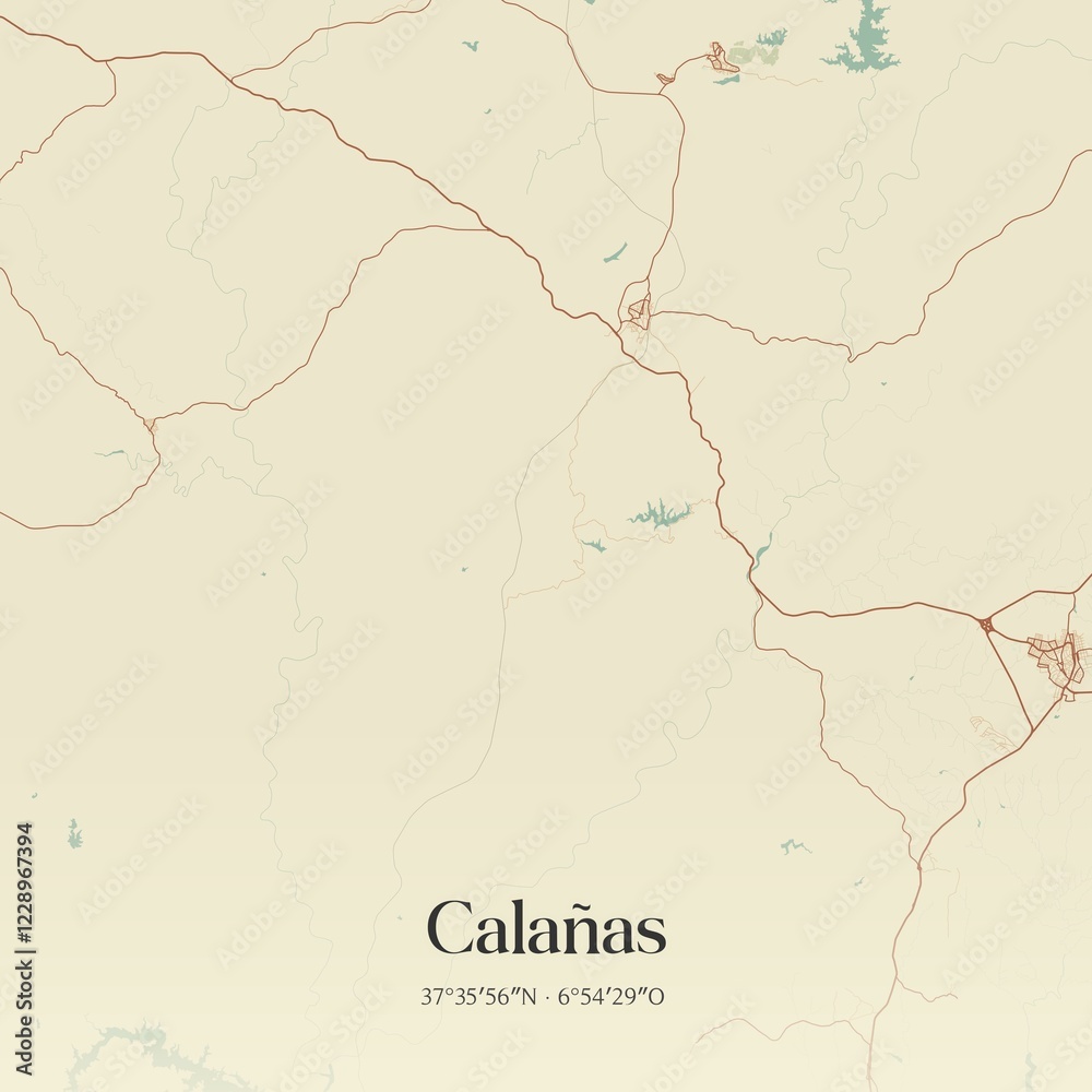 Fototapeta premium Retro Spanish map of Cala�as, Andaluc�a. Vintage street map.