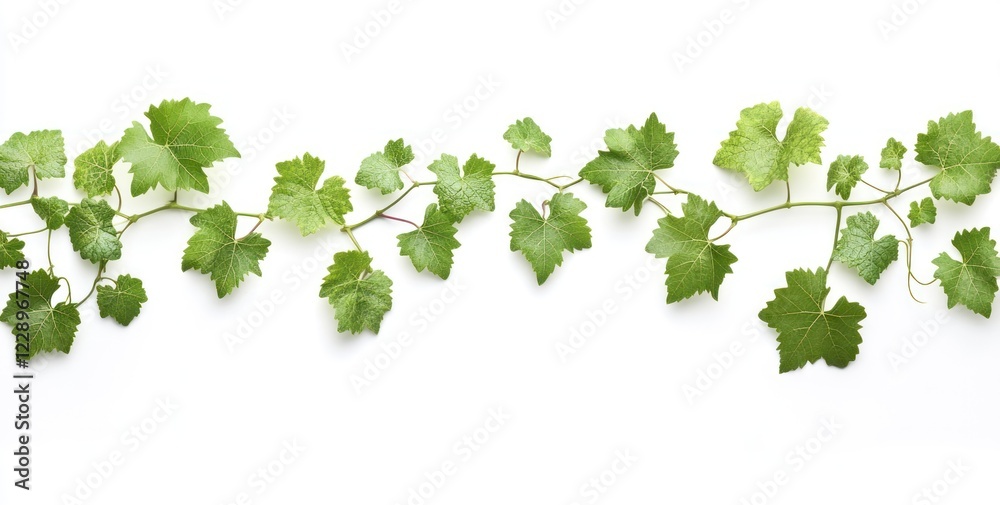 Vine leaves arranged in a line on white background. Vine leaves arranged in a line on white background.