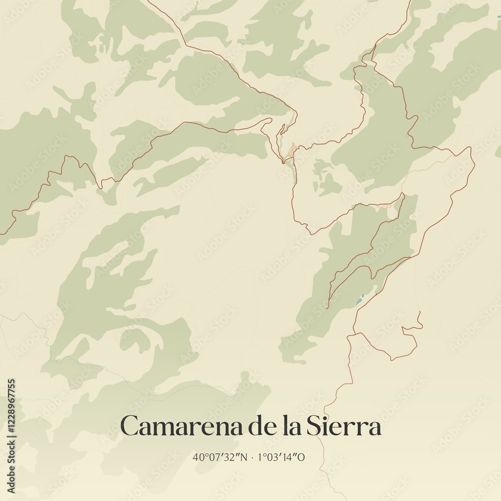 Obraz premium Retro Spanish map of Camarena de la Sierra, Arag�n. Vintage street map.