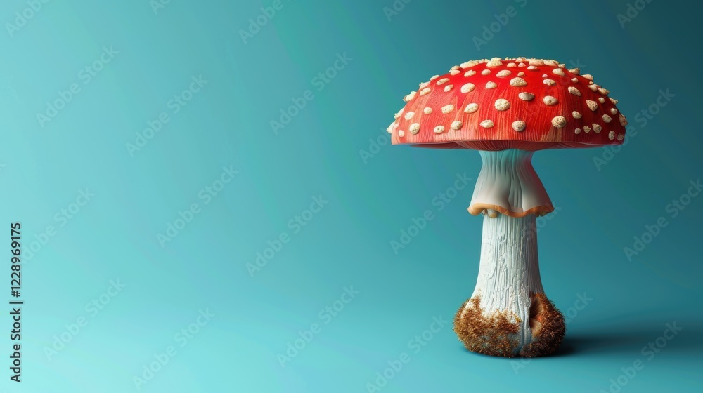 Obraz premium Mushroom captured on a peaceful background, awesome natural texture. Background tranquil, mushroom dominant.