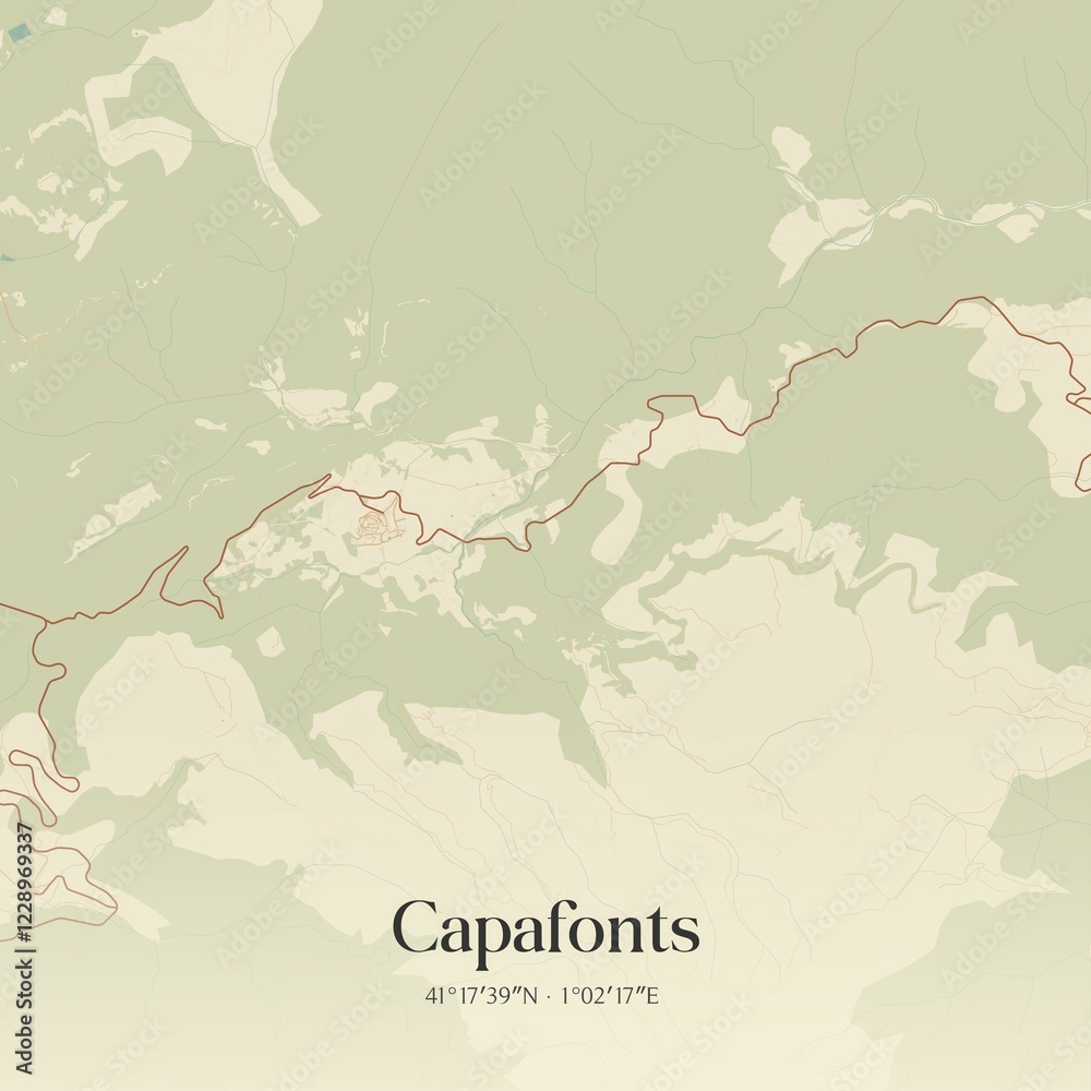 Fototapeta premium Retro Spanish map of Capafonts, Catalu�a. Vintage street map.
