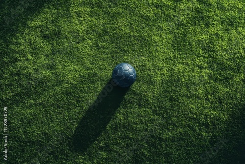 Soccer Ball on Green Grass Field Sports Background Game Texture