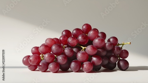 Fresh Red Grapes Bunch Juicy Fruit Healthy Food Close up Studio Shot. photo