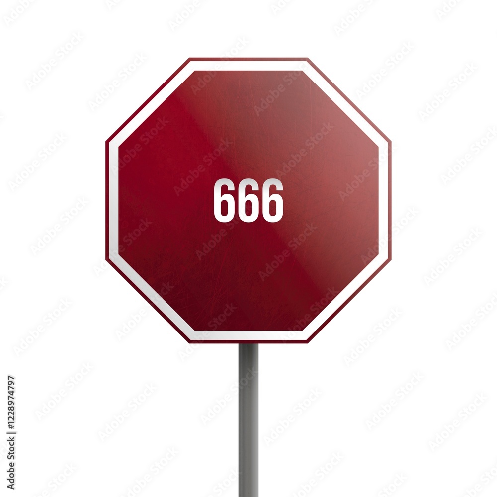 666, red sign isolated on white background 666, red sign isolated on white background