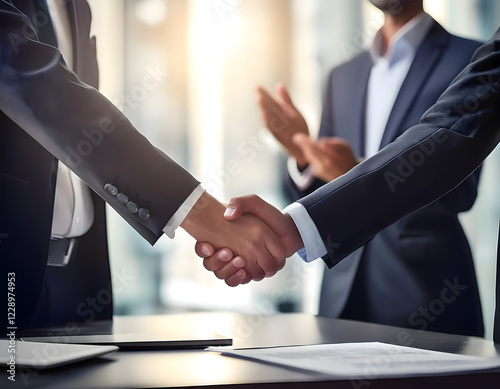Wallpaper Mural Business people shaking hands in the office Torontodigital.ca