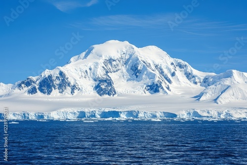 Wallpaper Mural Majestic Antarctic Mountain Range and Ice Shelf under a Clear Blue Sky: A Stunning Landscape of Pristine Beauty. Torontodigital.ca
