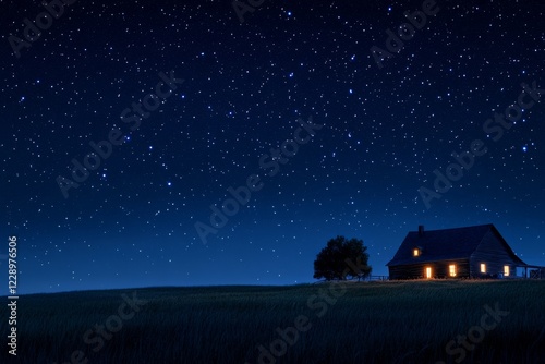 Wallpaper Mural Starry Night Countryside Cottage Peaceful Night Scene Torontodigital.ca