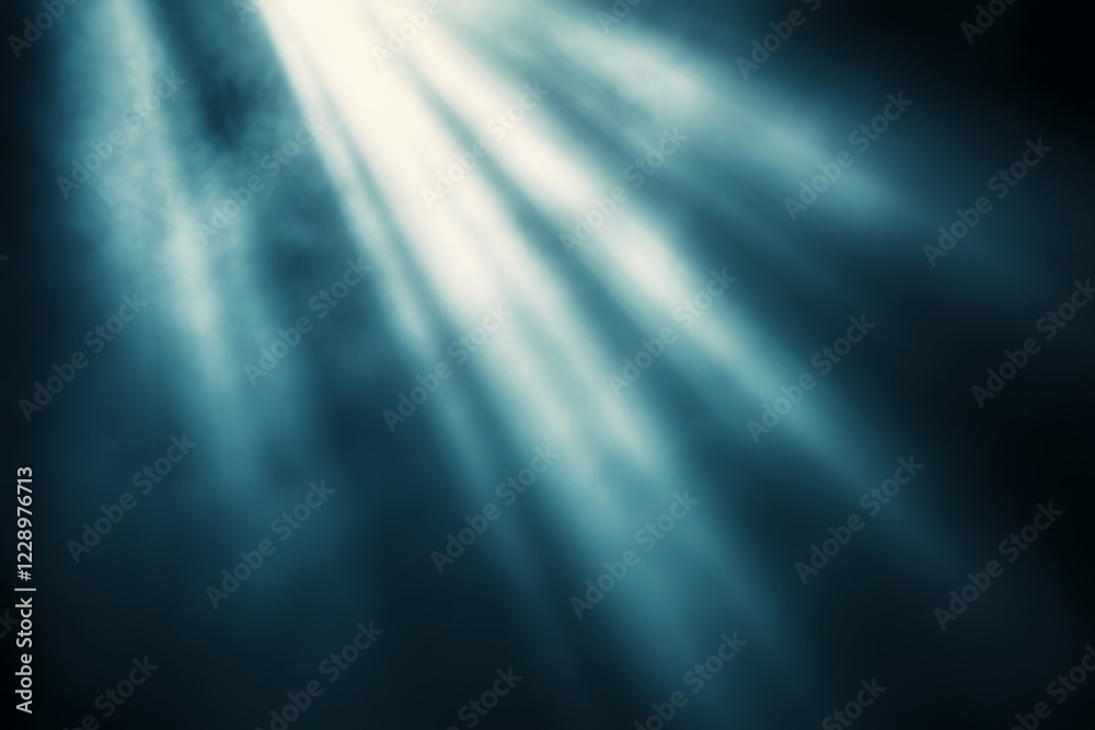 Obraz premium Dramatic Teal Light Rays Background Abstract Texture Dark Blue Spotlight