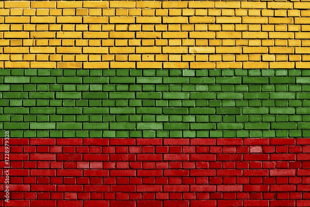 Flag of Lithuania painted on brick wall Flag of Lithuania painted on brick wall