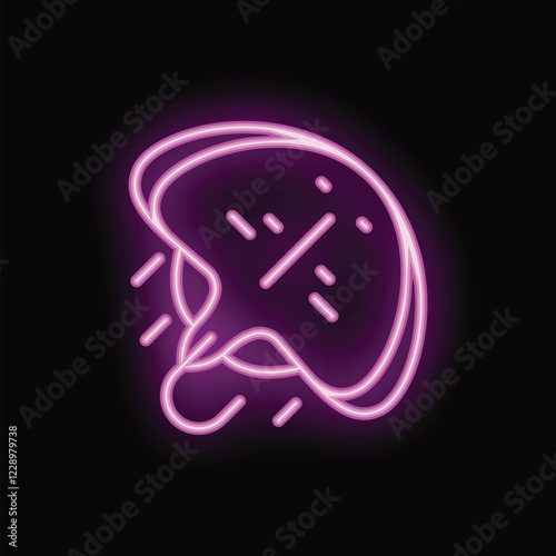 Glowing neon icon of a delicious looking hot sizzling steak, great for restaurant signage