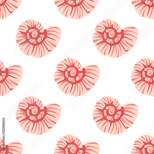Sea shells seamless pattern. Trendy pattern of seashells for wrapping paper, wallpaper, stickers, notebook cover.