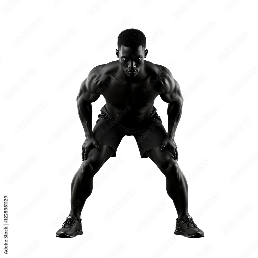 Muscular Male Silhouette Performing Low Push-Up Muscular Male Silhouette Performing Low Push-Up