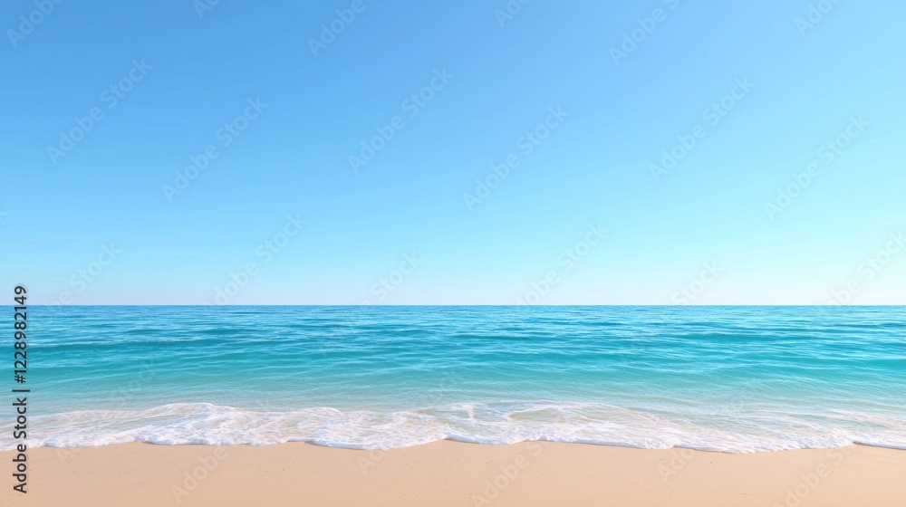 Fototapeta premium Peaceful Beach Scene with Turquoise Water and Blue Sky