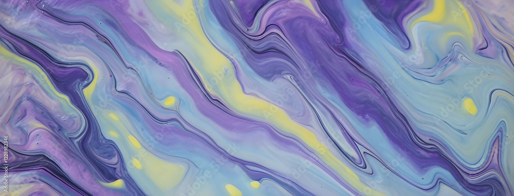 Abstract painting with fluid swirling pastel colors of purple, blue, green and yellow, AI generated Abstract painting with fluid swirling pastel colors of purple, blue, green and yellow, AI generated