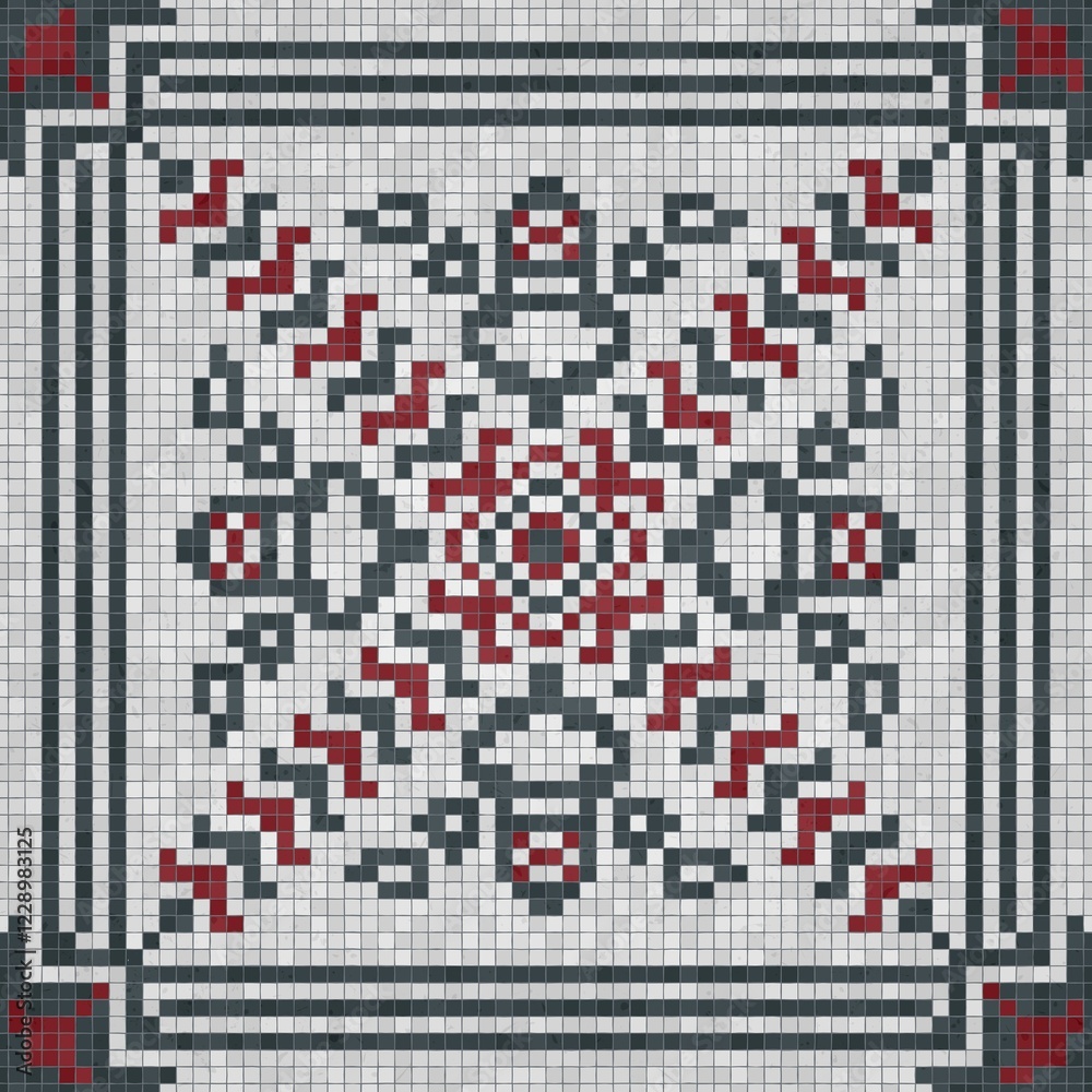 Fototapeta premium Mosaic tiles background, seamless vector pattern