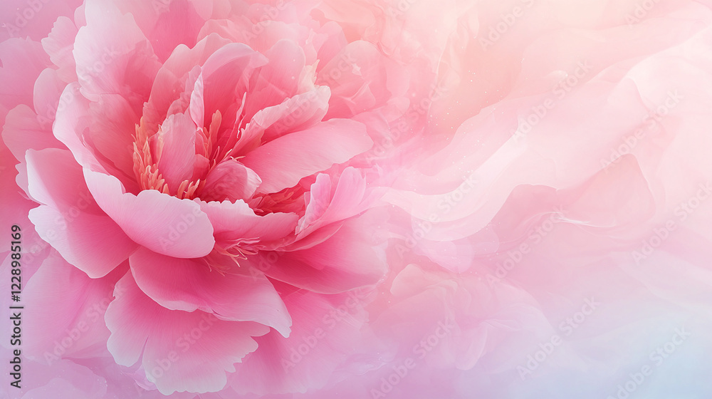 Pink Peony Flower with Soft Pastel Gradient Background Pink Peony Flower with Soft Pastel Gradient Background