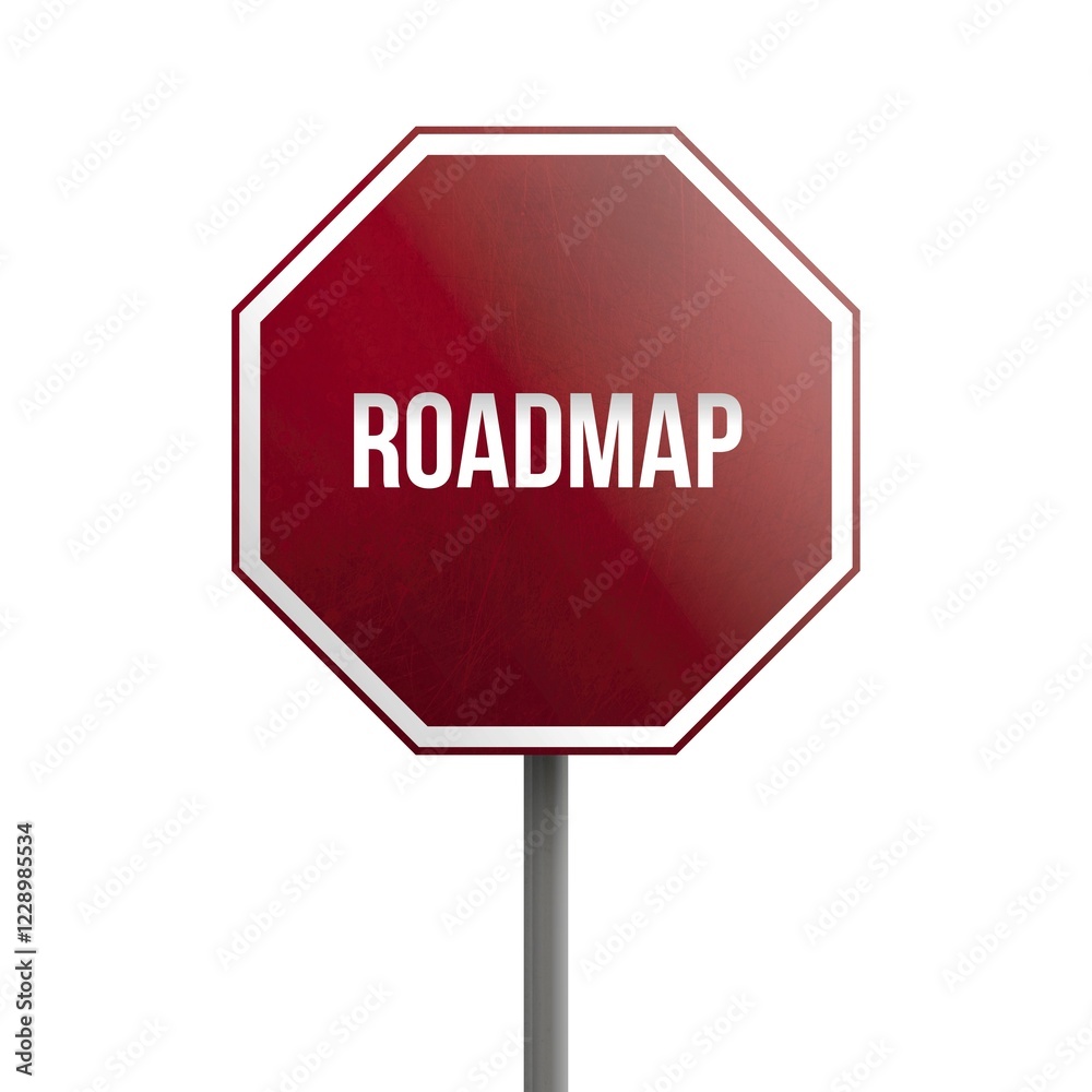 Roadmap, red sign isolated on white background Roadmap, red sign isolated on white background