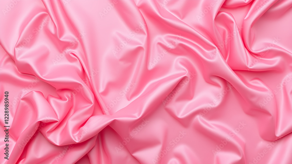 Fototapeta premium Crumpled pink silk fabric as background, top view. Space for text. Generative AI