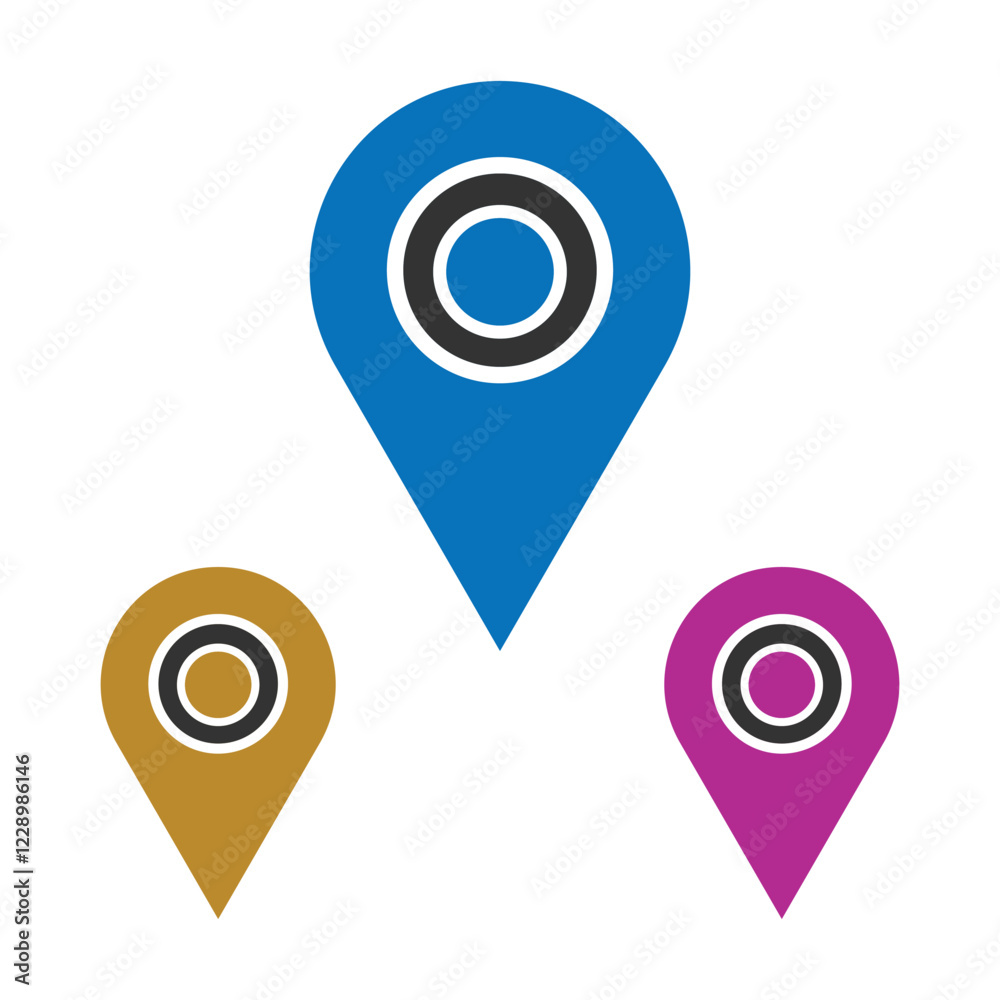 Map pointer with pin icon, Location marker pointer symbol, GPS icon vector illustration Map pointer with pin icon, Location marker pointer symbol, GPS icon vector illustration