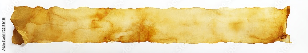 Aged, torn parchment paper scroll isolated on white. Aged, torn parchment paper scroll isolated on white.