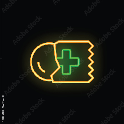 Neon sign representing a medical bill with a glowing cross symbol, evoking the concept of healthcare expenses and medical billing