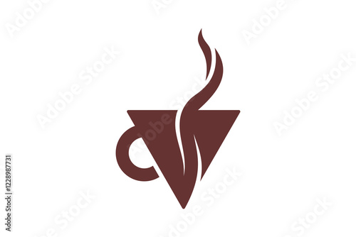 Abstract triangle coffee cup logo design on transparent background