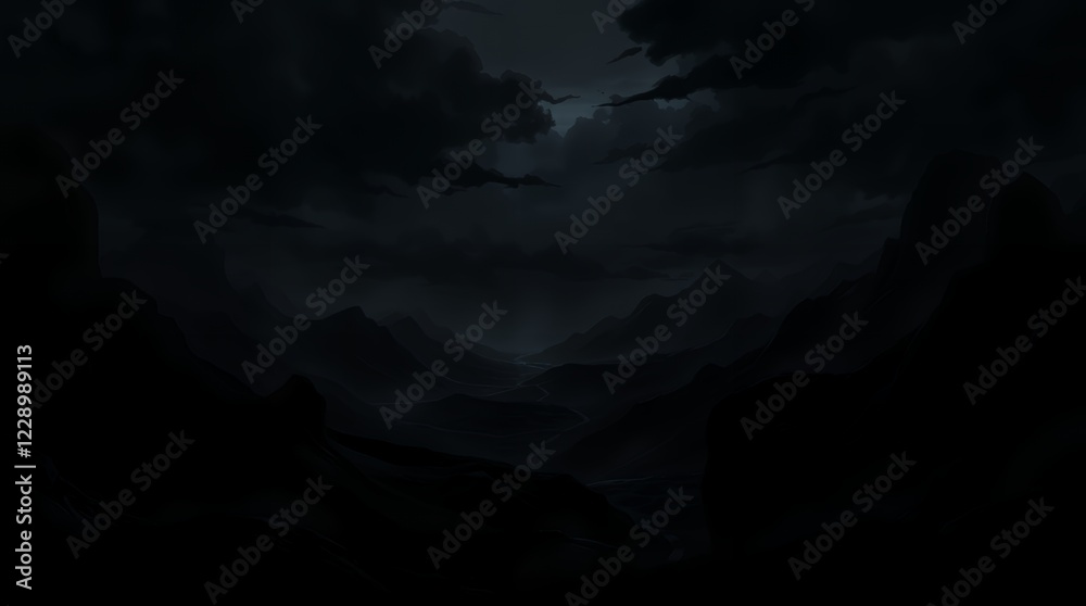 Fototapeta premium Dark Mountain Range at Night: A Mystical Landscape