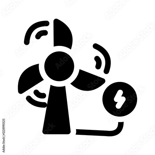 Simple Wind Energy Glyph Icon – Renewable Power and Sustainability Symbol