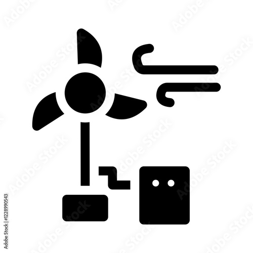 Simple Wind Energy Glyph Icon – Renewable Power and Sustainability Symbol