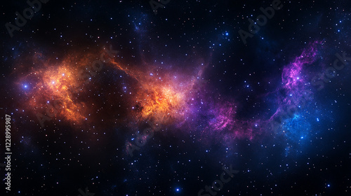 Colorful Nebula in Space with Vibrant Stars and Cosmic Clouds photo