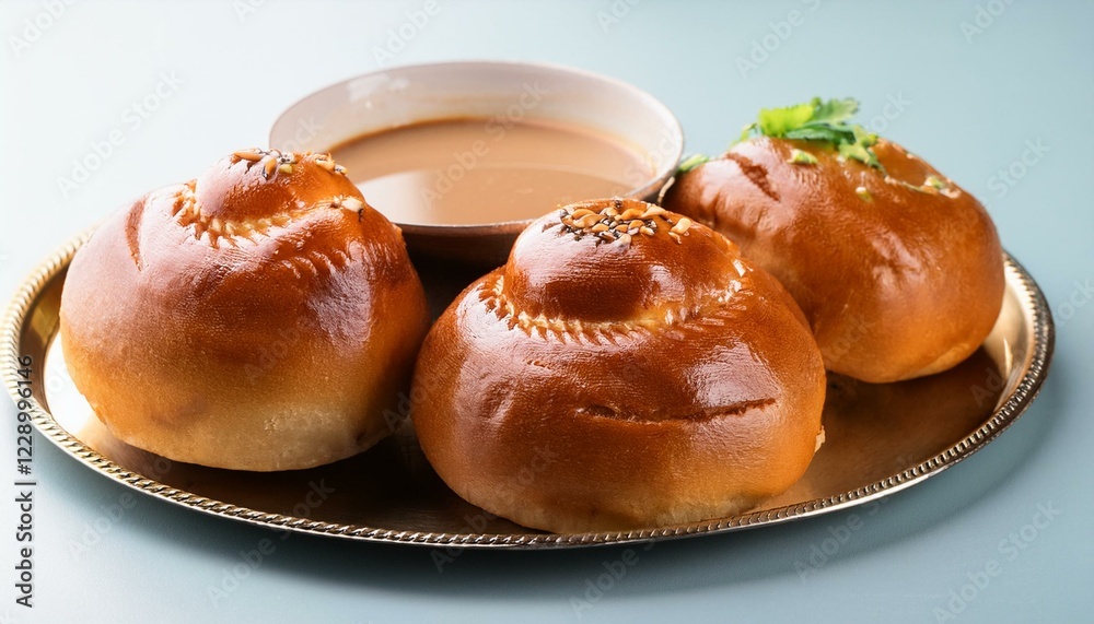 Bun Maska Masala chai is a popular food in Mumbai, India. Generated image Bun Maska Masala chai is a popular food in Mumbai, India. Generated image