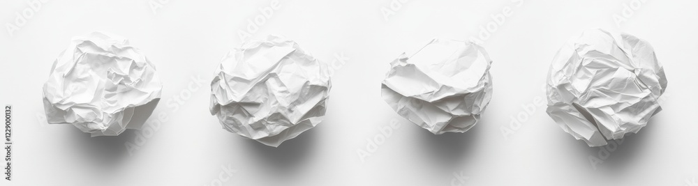 Four crumpled paper balls on white background Four crumpled paper balls on white background