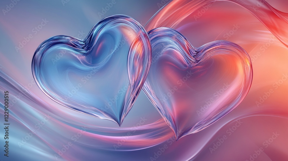 Two intertwined hearts with delicate artistic curves forming an elegant romantic composition Subtle gradients and soft glow add a dreamy Valentine's Day feel Two intertwined hearts with delicate artistic curves forming an elegant romantic composition Subtle gradients and soft glow add a dreamy Valentine's Day feel