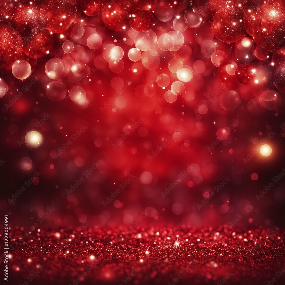 A visually rich scene with red bokeh and glitter evoking a festive and warm feeling, AI generated A visually rich scene with red bokeh and glitter evoking a festive and warm feeling, AI generated