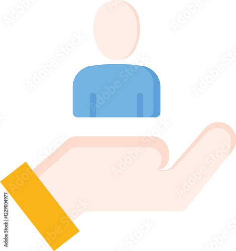 Caring Hands: A simple yet powerful icon representing support, care, and protection. An open hand gently cradles a person, symbolizing a sense of security and reassurance.