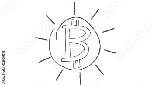 Foto Animated bitcoin symbol, chalk stroke on a white background, ideal for compositi