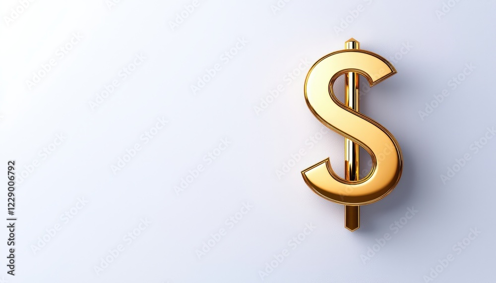 A shiny golden dollar symbol on a light background, representing wealth and finance. A shiny golden dollar symbol on a light background, representing wealth and finance.