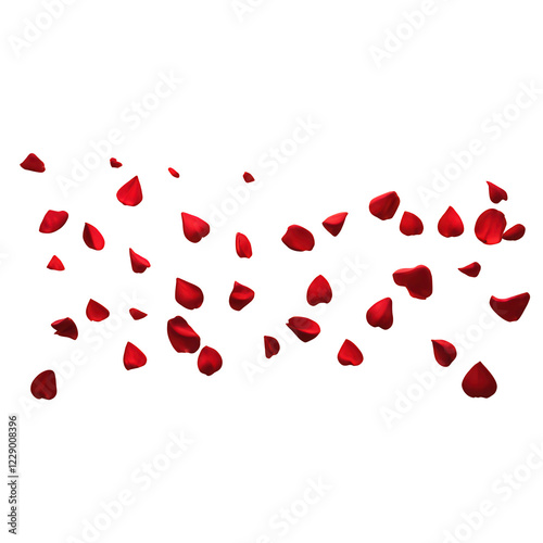 Red rose petals floating on a transparent background. Generative AI