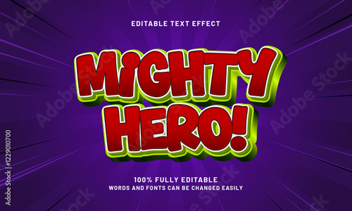 mighty hero editable text effects with a hero and kids theme