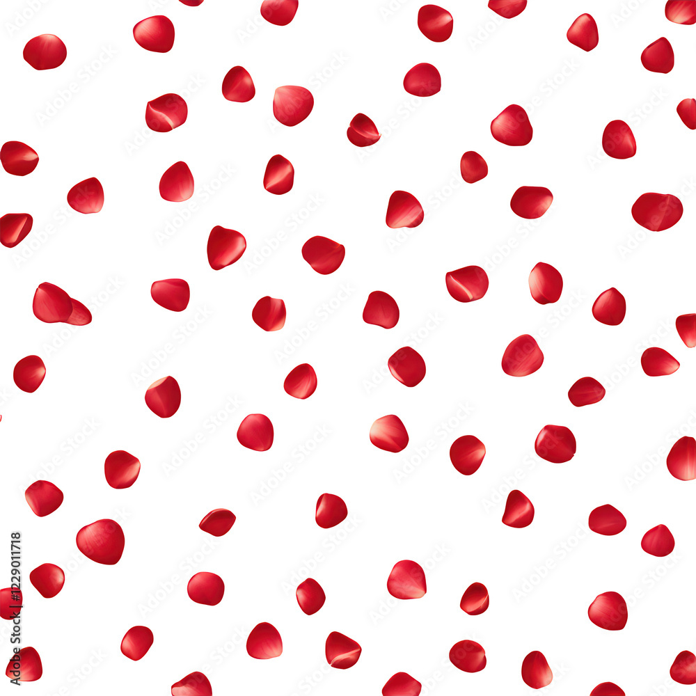 Seamless pattern of red rose petals with a romantic and decorative design on transparent background. Generative AI Seamless pattern of red rose petals with a romantic and decorative design on transparent background. Generative AI