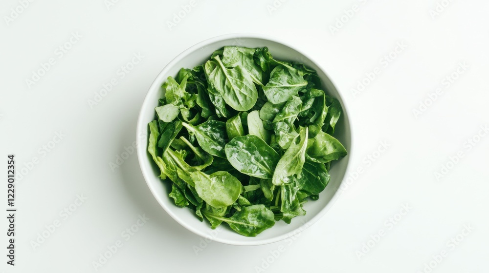 A minimalist bowl of plain green salad with a light vinaigrette, served in a plain white ceramic bowl, Salad centered A minimalist bowl of plain green salad with a light vinaigrette, served in a plain white ceramic bowl, Salad centered