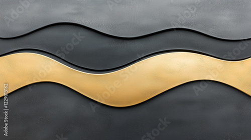 Modern Wavy Lines: Gold and Black Abstract Background