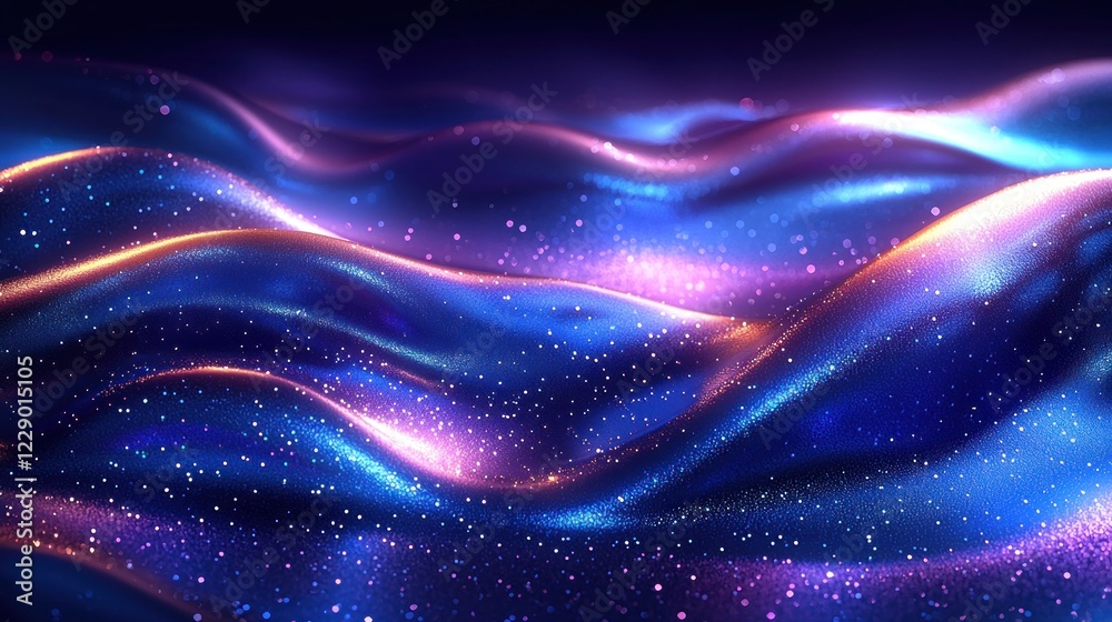 Colorful Abstract Wave Design with Glowing Particles and Light Reflections Colorful Abstract Wave Design with Glowing Particles and Light Reflections