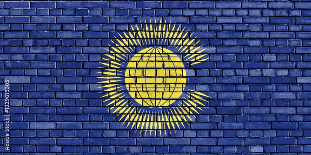 Flag of Commonwealth of Nations painted on brick wall